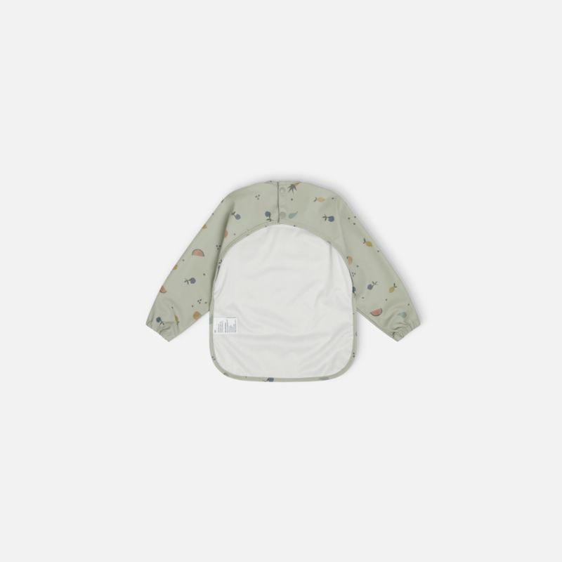 Lalo Sage Green Fruit Print Smock Bib - image 2 of 4