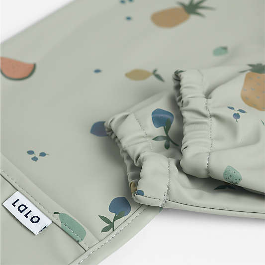 Lalo Sage Green Fruit Print Smock Bib