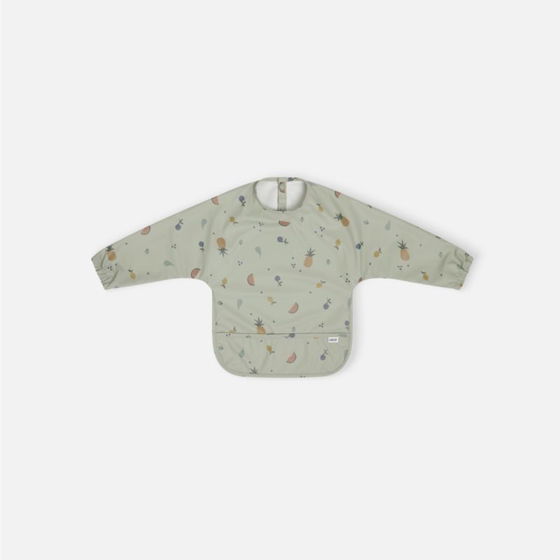 Lalo Sage Green Fruit Print Smock Bib - image 1 of 4