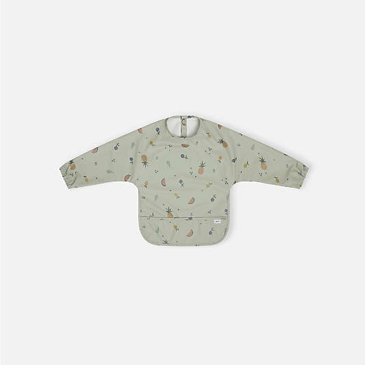 Lalo Sage Green Fruit Print Smock Bib