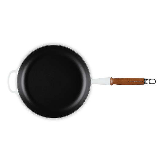 Le Creuset ® Signature 10.25" White Enameled Cast Iron Skillet with Wooden Handle
