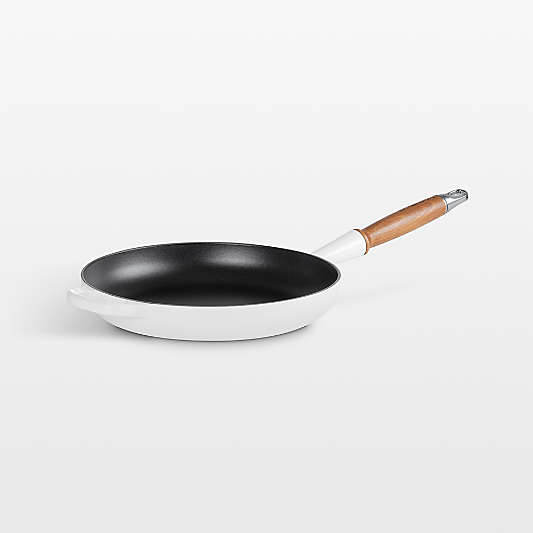 Le Creuset ® Signature 10.25" White Enameled Cast Iron Skillet with Wooden Handle