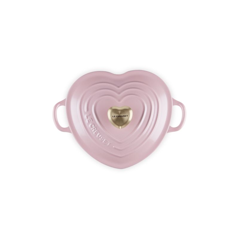 Le Creuset ® Traditional 1.25-Qt. Chiffon Pink Enameled Cast Iron Heart Dish with Light Gold Heart Knob - image 1 of 6