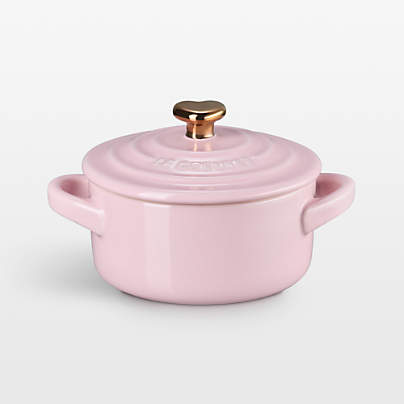 Le Creuset 8-oz Chiffon Pink Mini Cocotte with Gold Heart Knob