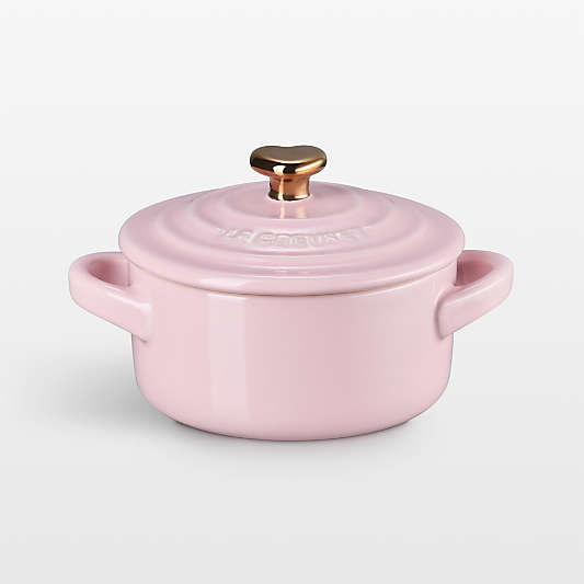 Le Creuset 8-oz Chiffon Pink Mini Cocotte with Gold Heart Knob