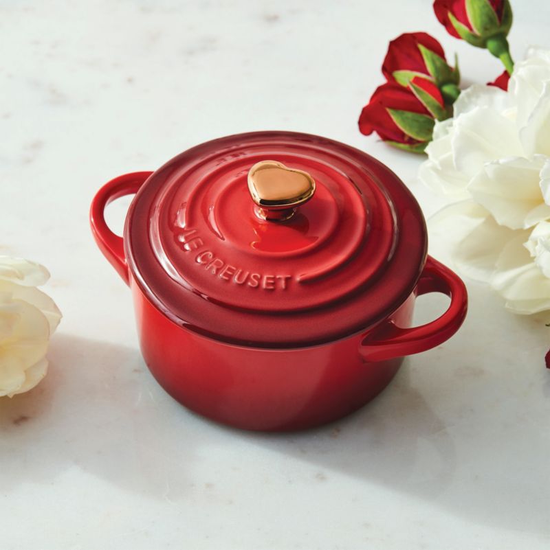 Le Creuset ® 8-oz Cerise Mini Cocotte with Gold Heart Knob - image 1 of 4