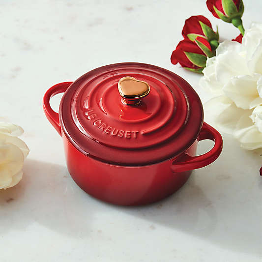 Le Creuset ® 8-oz Cerise Mini Cocotte with Gold Heart Knob