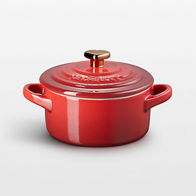 View Le Creuset ® 8-oz Cerise Mini Cocotte with Gold Heart Knob details