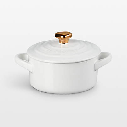 Le Creuset ® 8-oz. White Mini Cocotte with Gold Heart Knob