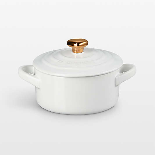 Le Creuset ® 8-oz. White Mini Cocotte with Gold Heart Knob