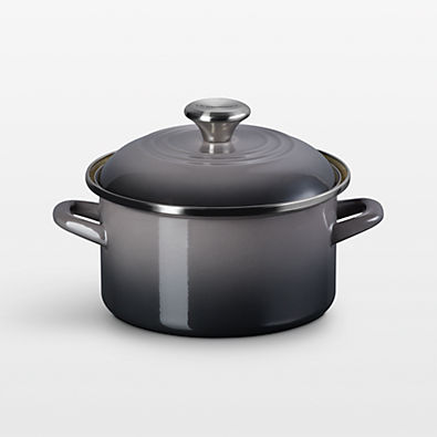 View Le Creuset ® 3.8-Qt. Oyster Enameled Steel Petite Stockpot with Stainless Steel Knob details