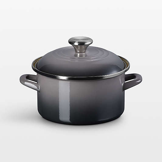 Le Creuset ® 3.8-Qt. Oyster Enameled Steel Petite Stockpot with Stainless Steel Knob