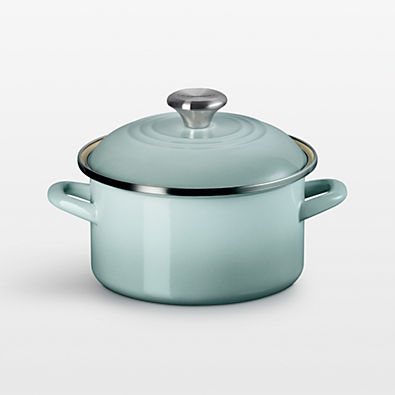 View Le Creuset ® 3.8-Qt. Sea Salt Enameled Steel Petite Stockpot with Stainless Steel Knob details