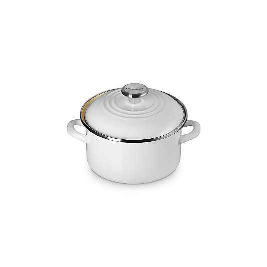 Le Creuset ® 3.8-Qt. White Enameled Steel Petite Stockpot with Stainless Steel Knob