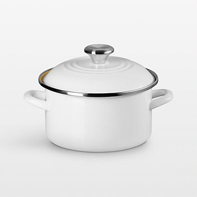 View Le Creuset ® 3.8-Qt. White Enameled Steel Petite Stockpot with Stainless Steel Knob details