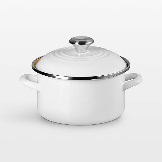 Le Creuset ® 3.8-Qt. White Enameled Steel Petite Stockpot with Stainless Steel Knob