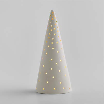 Pre-lit LED White Textured Christmas Tree, Large 16"