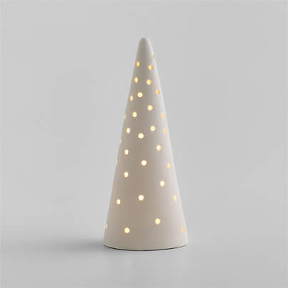 Pre-lit LED White Textured Christmas Tree, Medium 11"