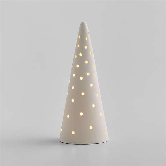 Pre-lit LED White Textured Christmas Tree, Medium 11"