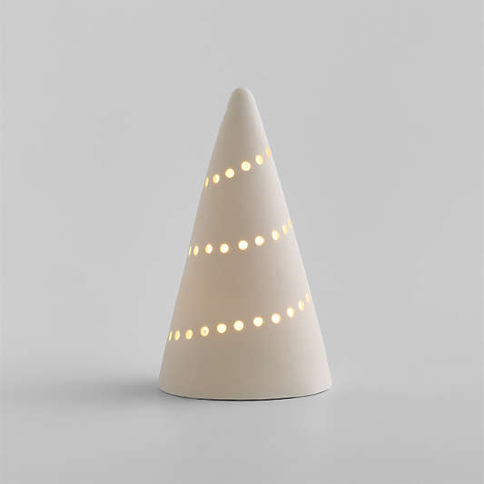 Pre-lit LED White Textured Christmas Tree, Small 8.5"