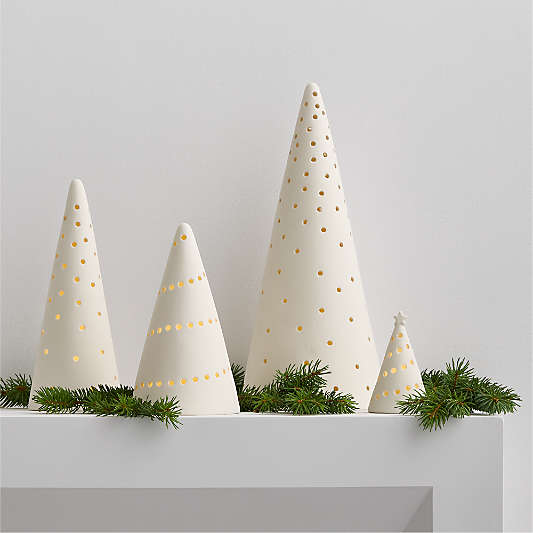 Pre-lit LED White Textured Christmas Trees 4.5"-16"
