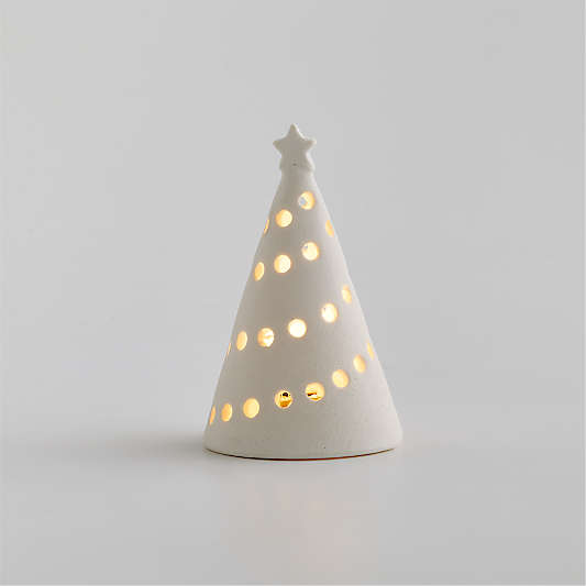 Pre-lit LED White Textured Christmas Tree, Extra Small 4.5"