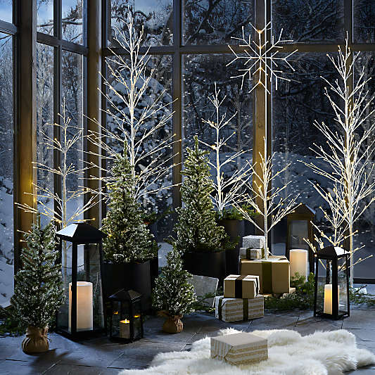 Potted Holiday Faux Cypress Tree Pre-Lit LED 7'
