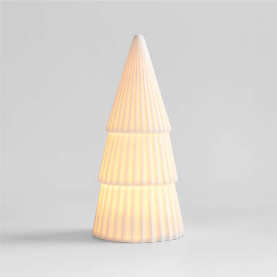 LED Medium White Porcelain Christmas Tree Decorative Object