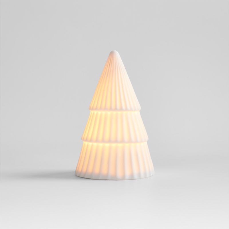 LED Extra-Small White Porcelain Christmas Tree Decorative Object - image 0 of 14