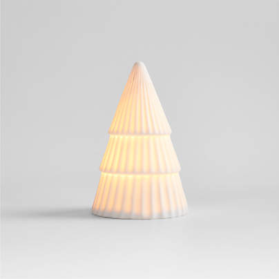 LED Extra-Small White Porcelain Christmas Tree Decorative Object