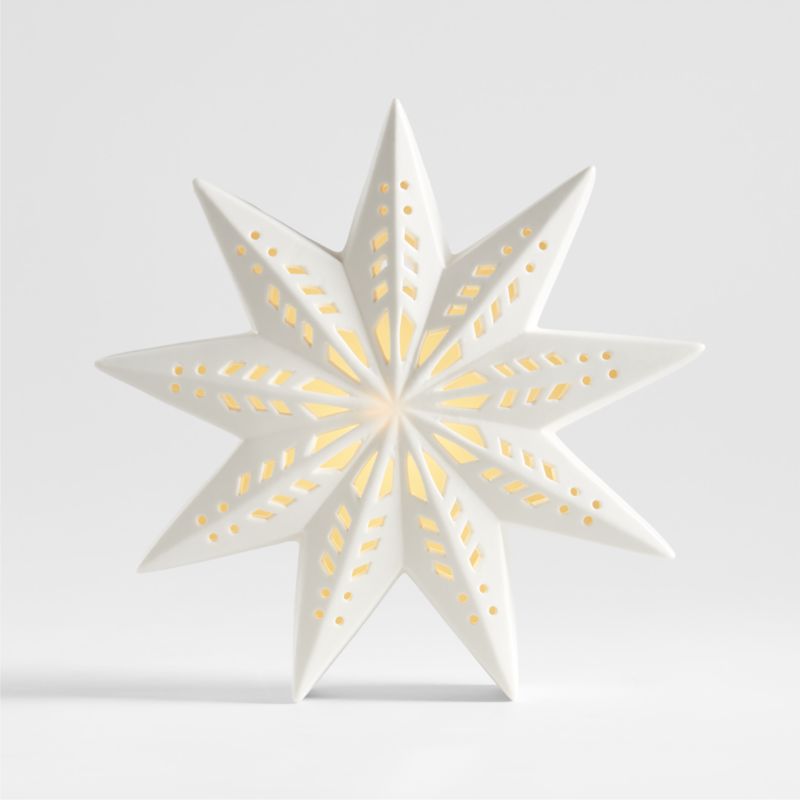 Large LED White Holiday Ceramic Snowflake 9" - image 0 of 14