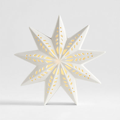 View Large LED White Holiday Ceramic Snowflake 9" details