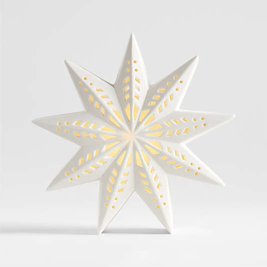 Large LED White Holiday Ceramic Snowflake 9"