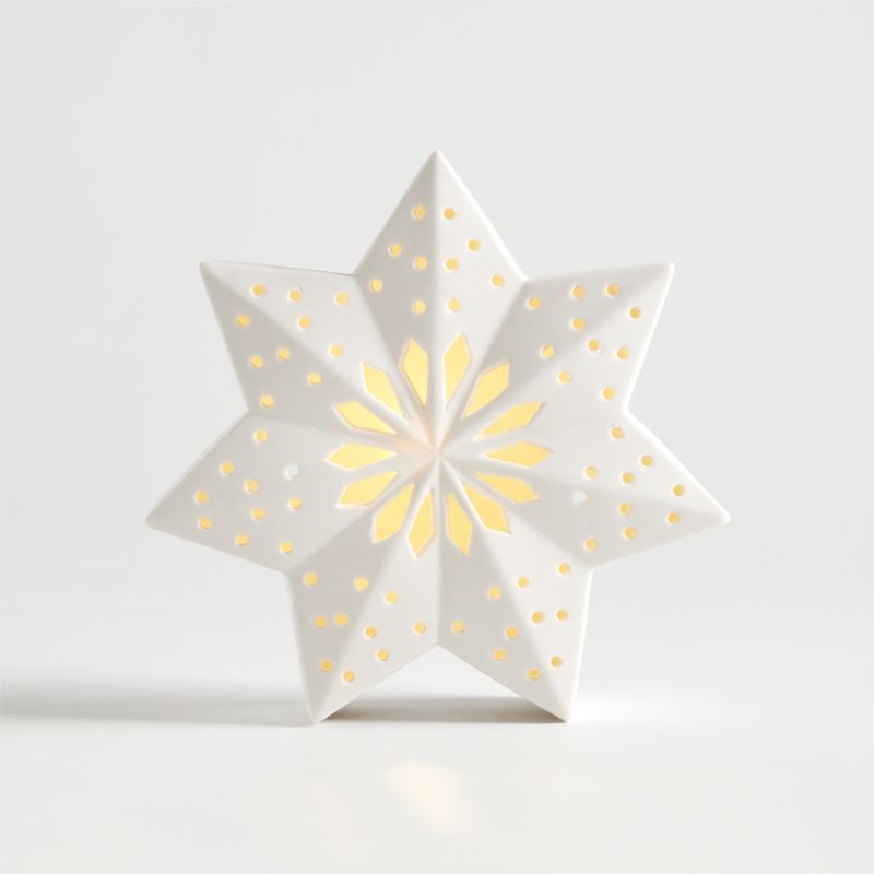 Medium LED White Holiday Ceramic Snowflake 7" - image 0 of 14