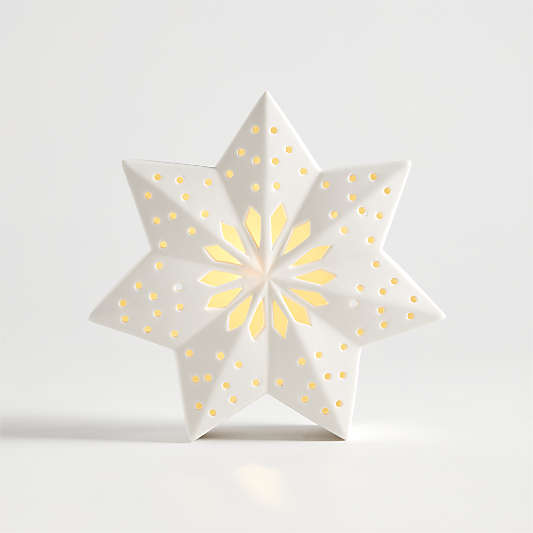 Medium LED White Holiday Ceramic Snowflake 7"