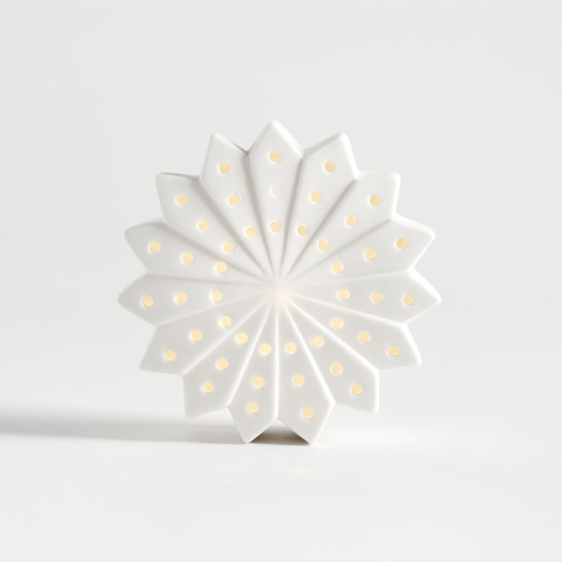 Small LED White Holiday Ceramic Snowflake 4" - image 0 of 14