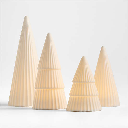 LED White Porcelain Christmas Tree Decorative Objects