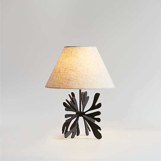 Small Heart Tipped Flora Table Lamp with Linen Shade by Lucia Eames