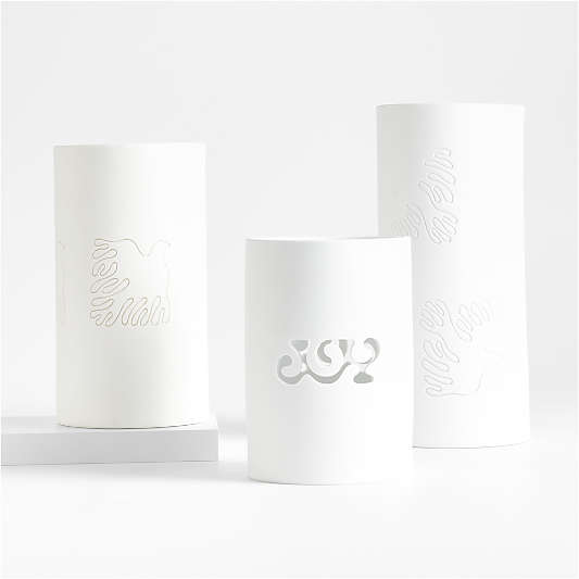 White Ceramic Hurricane Candle Holders by Lucia Eames