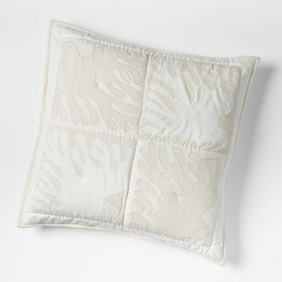 Soaring Dove Organic Cotton Patchwork Quilted Euro Pillow Sham by Lucia