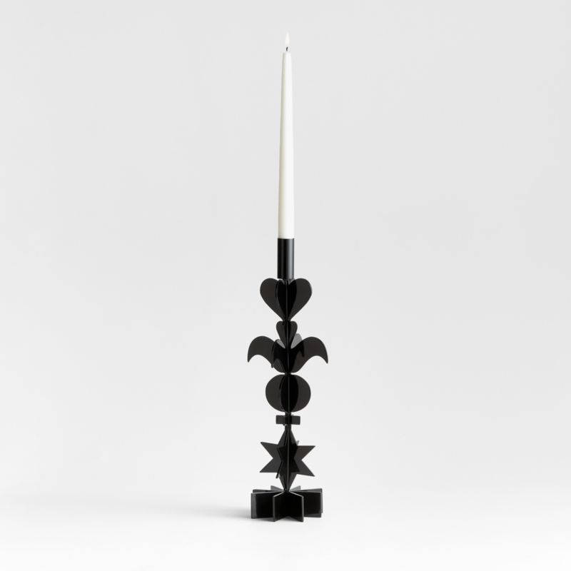 Viewing product image Picado Medium Black Metal Taper Candle Holder 15" by Lucia Eames™ - image 1 of 6