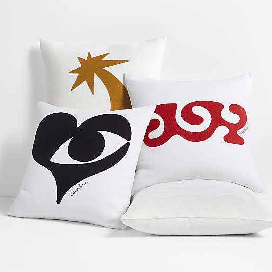 23"x23" Embroidered Linen Throw Pillows by Lucia Eames