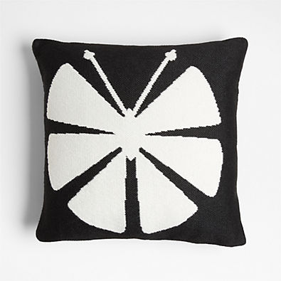 View Pinwheel 20"x20" Black Butterfly Outdoor Throw Pillow by Lucia Eames™ details