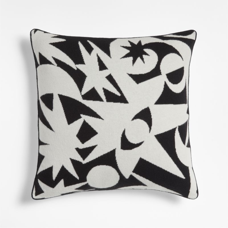 Star Dance 20"x20" Recycled Cashmere Black and White Throw Pillow Cover by Lucia Eames™