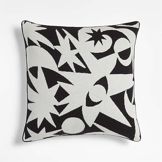 Star Dance 20"x20" Recycled Cashmere Black and White Throw Pillow Cover by Lucia Eames™