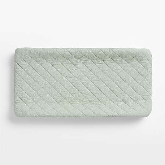 Batik Verte Green Organic Cotton Baby Changing Pad Cover by Leanne Ford