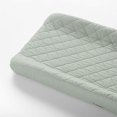 Batik Verte Green Organic Cotton Baby Changing Pad Cover by Leanne Ford