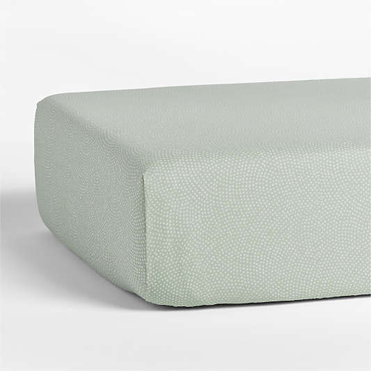 Batik Verte Green 100% Organic Cotton Baby Fitted Crib Sheet by Leanne Ford
