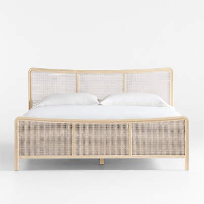 Fields Cane and White Oak Wood King Bed by Leanne Ford