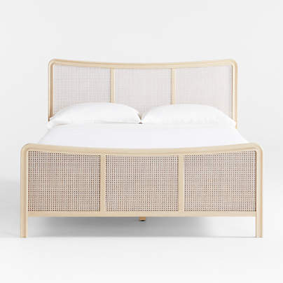 Fields Cane and White Oak Wood Queen Bed by Leanne Ford